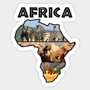 African Wildlife Continent Collage Sticker